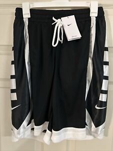 Men Nike Dri-Fit Elite Stripe 9" Inseam Basketball Shorts Black White DH7142 011