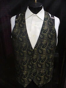 Formal Vest Backless Bottle Green Pasiley - Picture 1 of 4