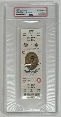 Tom Glavine Autograph Signed 300th Win Ticket 8/5/07 w/ “300th Win” - PSA/DNA - Image 1 of 2