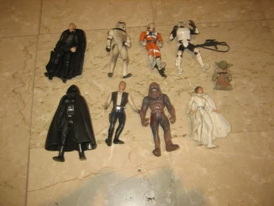 LOT 9 FIGURINES STAR WARS YODA CHEWBACCA  LUKE DARK VADOR OBI-WAN ANAKIN LEIA SK - Photo 1/3