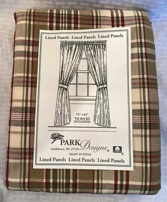 Paneles forrados de tomillo un par con lazos Park Designs 72” X 63” algodón NUEVO Foto 1 de 4