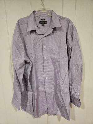 Pronto Uomo Men's Purple Check Dress Shirt 19-36/37 Tall 100% Cotton Classic Fit - Image 1 of 4