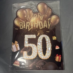 50. Geburtstag Gartendeko Outdoor Gold mit Rasenpfählen & extra 50. Wandschildern - Bild 1 von 12