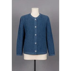 Vintage Gene Ewing BIS Damen Jacke Gr. M Blau Denim Gesteppt Boho Lagenlook Artsy - Bild 1 von 8