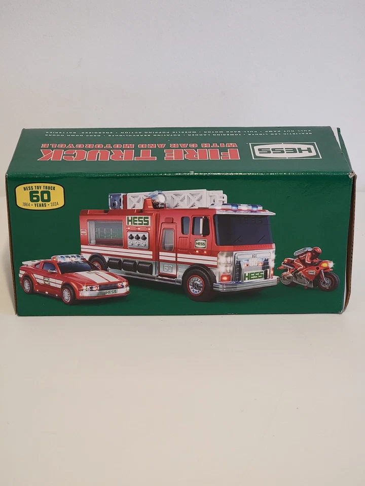 Camión de Bomberos Hess 60 Aniversario 2024 con Coche y Moto Nuevo Caja Abierta Foto 1 de 4