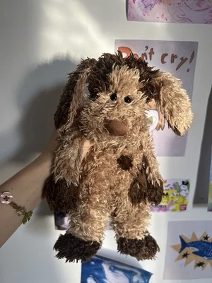 Jellycat Bunglie Dylan Puppy Dog Plush Dark Brown & Beige Retired Damaged - image 1 of 4
