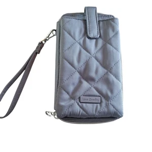Portafoglio Vera Bradley RFID grande smartphone da polso grigio trapuntato viaggio d'affari - Foto 1 di 6