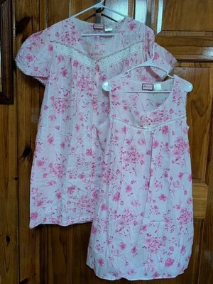 Nuevo Camisón y Vestido de Casa Granada L Blanco Rosa Flores Algodón Foto 1 de 4