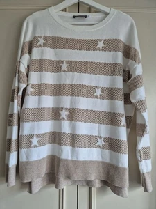 Mint Velvet Cream & Gold Christmas Jumper With Stars & Sparkles -Size Medium  - Picture 1 of 7