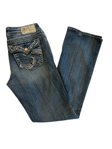 Silver Jeans Damen Gr. 29 Blau Denim Boot Cut Suki Flap 17 Verziert 29 x 29,5 - Bild 1 von 15