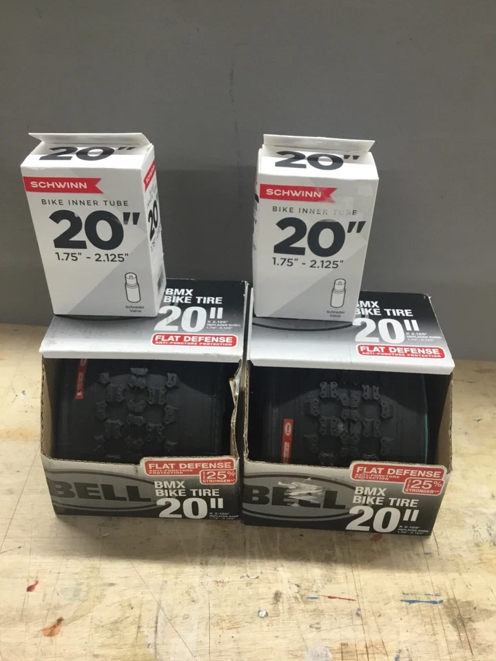 2 件套铃 20 英寸 BMX 轮胎带 2 个全新 Schwinn 内胎 — 第 1/1 张图片