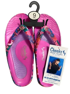 Tony Little CHEEKS Gesundheit Sandalen Einteiler Fußtechnologie Größe 9 rosa Blumenmuster - Bild 1 von 4
