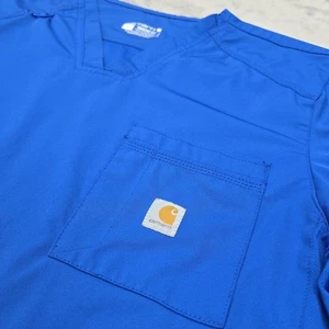 Carhartt Scrub Shirt Mens Large Blue Modern Fit Force Pocket Medical Workwear - Picture 1 of 15