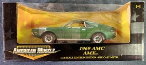Ertl American Muscle 1969 AMC AMX Maßstab 1:18 Die-Cast Auto (dunkelgrün) - Bild 1 von 6