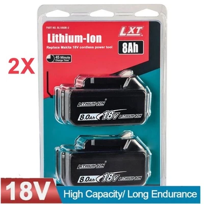 2X Batería Original 18V/8,0Ah BL1860B para Makita 197422-4 BL1850 BL1830 - Juego de 2 -