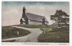 St Peters Episcopal Church Ogunquit Maine 1910c handkolorierte Postkarte - Bild 1 von 1