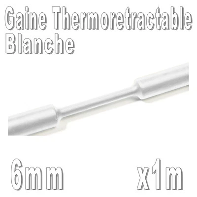 WOER Gaine Thermo Rétractable 2:1 - Diam. 6 mm - Blanc - 1m
