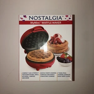 Nostalgia My Mini Personal Electric Waffle Maker 5" - Red - Brand New - Picture 1 of 5