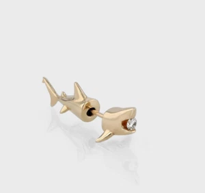 Designer Sarah & Sebastian Gold Save Our Sharks Diamond Women's Earring - Picture 1 of 5