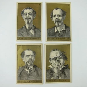 4 Victorian Trade Cards Man Wife Mother-in-Law Fight Comic Humor Grant & Brown - Picture 1 of 16