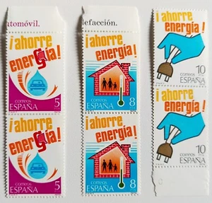 España 3 Bloques de 2 Sellos Edifil 2508 / 2510. Ahorro de Energia. - Imagen 1 de 2