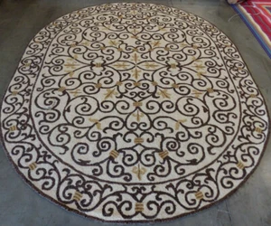 IVORY / BROWN 7'-6" X 9'-6" Damaged Rug Reduced Price 1172588244 HK11H-8OV - Picture 1 of 4