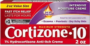 Cortizone 10 Crema Hidratante Intensiva Máxima Fuerza Anti-Picor, 1% Crema 2 Oz - Imagen 1 de 8
