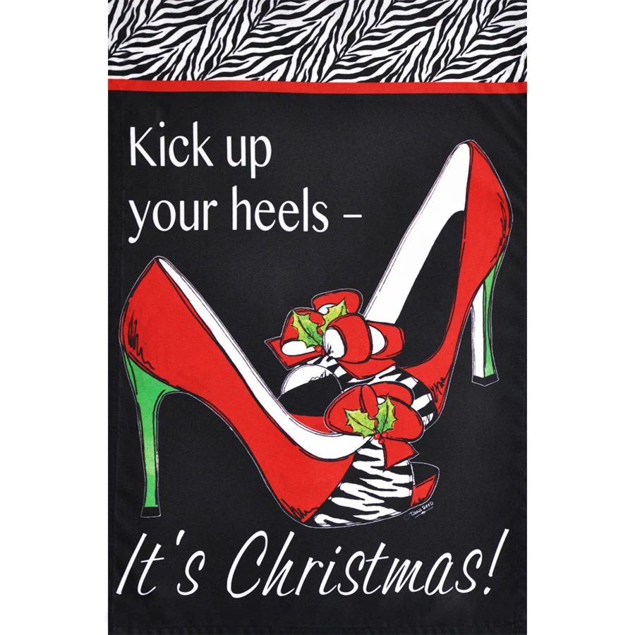KICK UP YOUR HEELS IT'S CHRISTMAS 12.5" X 18" GARDEN FLAG 11-1793-34 RAIN SHINE - Image 1 of 1