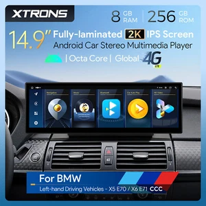 14.9" Car Screen Android 14 Retrofit 4G 8G+256GB GPS for BMW X5 E70 X6 E71 CCC - Picture 1 of 19