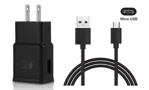 Wall Home/Travel charger + 5 Feet Micro USB Charging cable for LG K40 Black - Picture 1 of 1