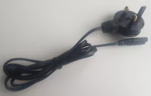 Mains Power Lead - Cord 3 Pin Plug to C7 Figure 8, 1.8 Meter Power Cable Black - Picture 1 of 1