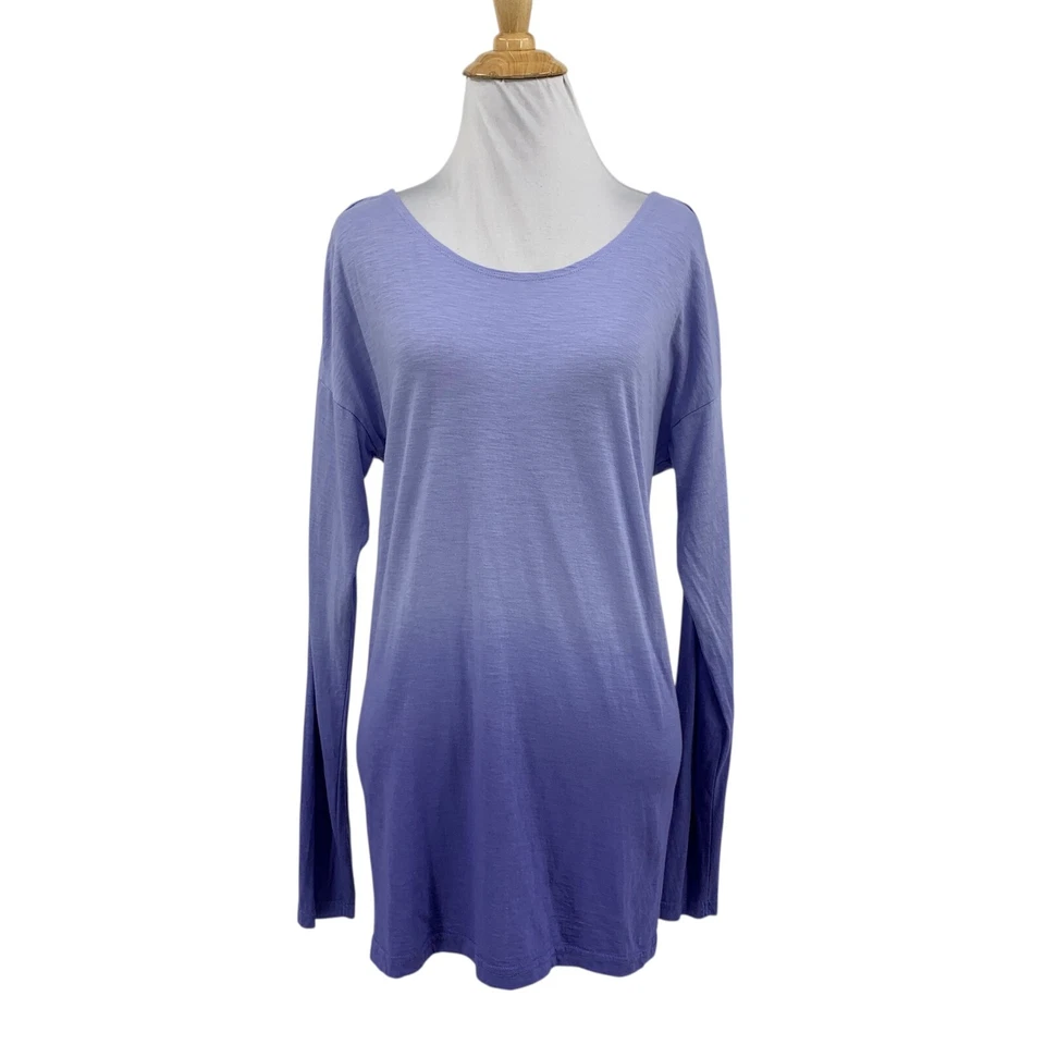 Camisa Activa Lucy Top Mujer M Mediana Lavanda Ombre Recorte Abierta Manga Larga Foto 1 de 4