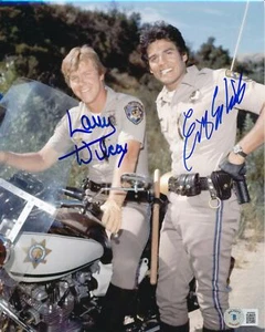 Larry Wilcox/Erik Estrada foto doppia autografa 8x10 "Chips" Beckett 183525 - Foto 1 di 1
