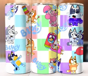 Bluey Custom Tumbler 20oz Skinny Cup Mug Stainless Steel - Picture 1 of 2