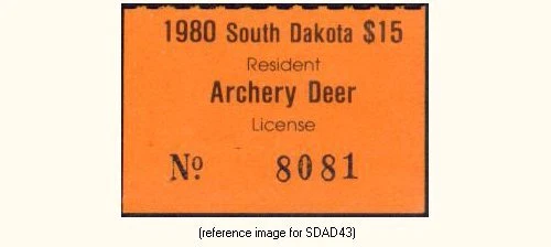 D2K South Dakota Archery Deer 1980 $15.00 (orange) - Image 1 of 1