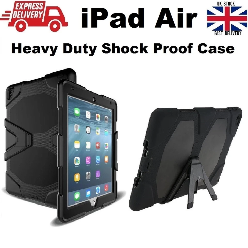 Shockproof Heavy Duty Rubber Hard Case Cover for iPad Air (A1474/A1475/A1476) - Image 1 of 4