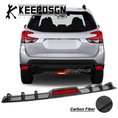 CARBON FIBER Rear Bumper Diffuser LED Brake Light Shark Fins for Subaru Forester — 第 1/4 张图片