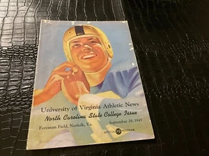 29 de septiembre de 1945 programa de fútbol universitario Carolina del Norte vs VIRGINIA - Imagen 1 de 1