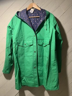 Vintage Women's Strawberry Raincoat Coat Size M Green Blue 70s 80s - Image 1 of 4