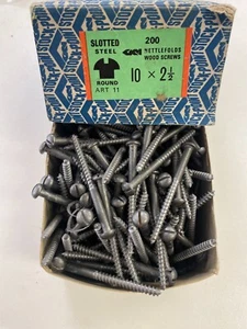 Box Steel Round Screws 2 1/2" x 10 Nettlefolds GKN Slotted Full Box of 200 - Picture 1 of 24