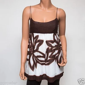 Milly braun & weiß Blumenmuster Baumwolle Spaghettiträger Tank $ 235 US2 - Bild 1 von 7