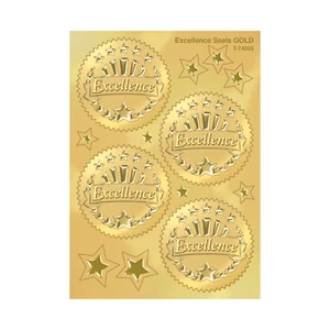 Embossed Gold Certificate Stickers (Excellence) - School Teacher Rewards - Picture 1 of 1