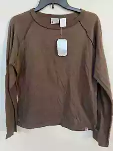 ALPINE DESIGN SPORT WOMENS LONG SLEEVE CLASSIC-FIT BROWN TEE 100% COTTON SIZE XL - Picture 1 of 13