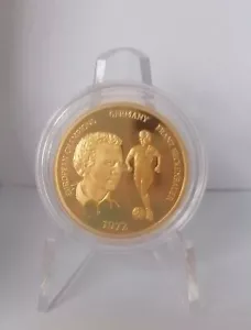 1x Gold Münze - 7,8g Gold 916 - Franz Beckenbauer 1972 - 1996 Proof PP European - Bild 1 von 2