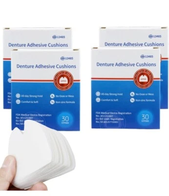 120 Almohadillas Sin Zinc Tiras Adhesivas para Dentaduras Duraderas Cojín para Parte Superior CE Foto 1 de 4