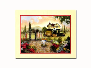 Cuadro de pared de casa victoriana con pájaros azules impresión artística de 8x10 - Imagen 1 de 1