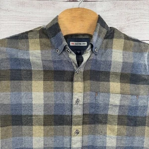 Camisa de franela azul 32 barras a cuadros con botones manga larga informal para hombre mediana - Imagen 1 de 9