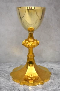 Antique Gold Chalice, Handmade by Benziger Bros, Cup Sterling Silver (CU123) - Picture 1 of 20