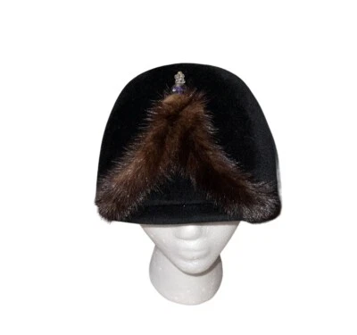 Sombrero Pastillero Vintage Roberta Bernays Italia Mujer Riviera Terciopelo Visón Negro Foto 1 de 4