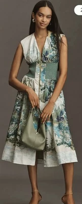 NWT Anthropologie Tommie Zip-Front Midi Dress XS - Landscape Print - Image 1 of 4